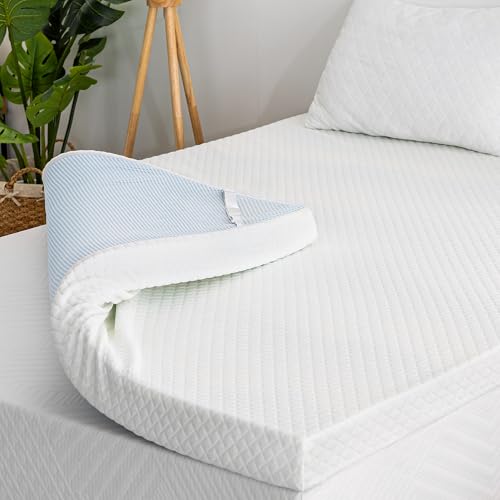 EGOHOME 3 Inch Queen Memory Foam Mattress Topper with Removable Cover - Cooling & Support