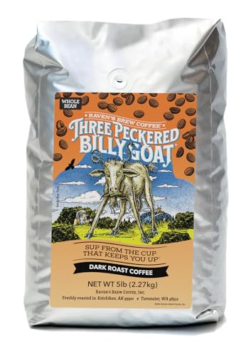 Raven's Brew Coffee 80 Ounce Full Body Dark Roast Coffee Beans - Long Sweet Finish