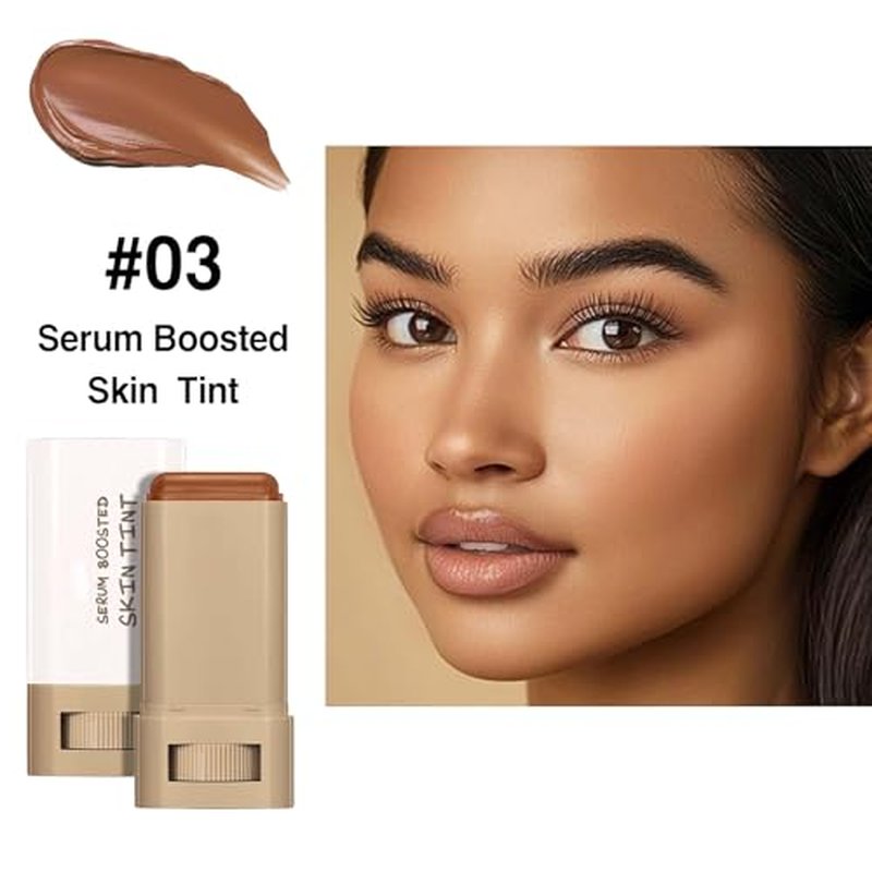 2 Pcs Beauty Balm Serum Boosted Skin Tint, Hydrating Concealer Stick, Lightweight Solid Tinted, Moisturizer Contour Stick Foundation for Women, Natural & Flawless Finish£¨#3£©
