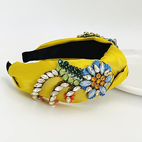 Rhinestone Crystal Headbands for Women Hair Accessories Jewelry - Yellow