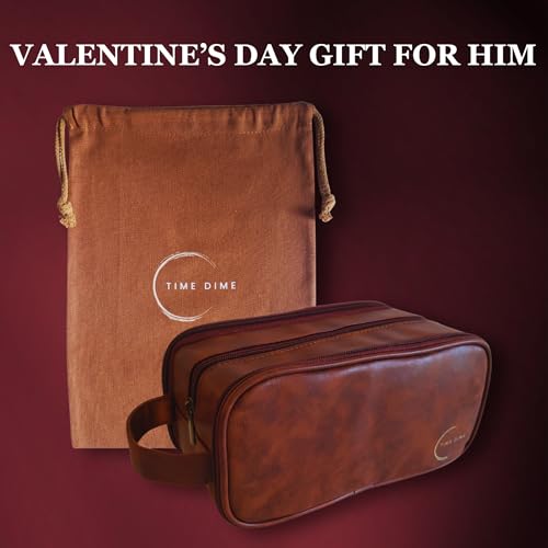 Premium Men¡¯s Toiletry Bag with Drawstring Pouch ? Durable Water-Resistant Leather-Look Travel Organizer for Shaving, Grooming & Hygiene Essentials (Chestnut Brown)