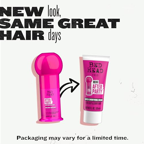 TIGI Bed Head After Party Super Travel Size Mini Smoothing Cream ? Anti Frizz hair styling product with humidity protection for frizzy, dull or coarse hair, 1.69 fl oz (Pack of 2)