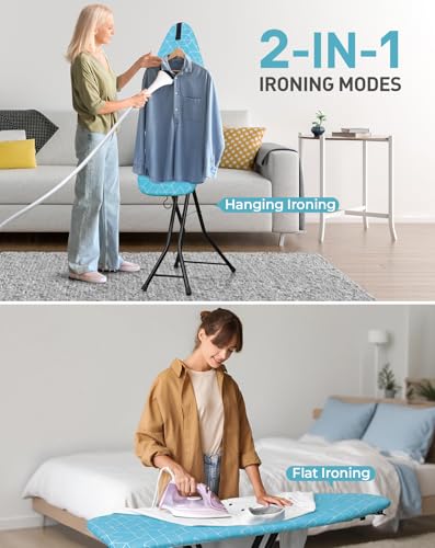 Blue 14x43-Inch 2-in-1 Ironing and Steaming Board with Adjustable Height