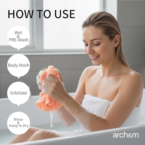 Exfoliating Washcloth 12 Pack - Black, Off-White, Navy Blue, Extra Long Body Scrubbing Cloths