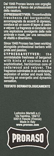 Proraso Cypress & Vetyver Men's Cologne - Long-Lasting Fresh, Woody Scent