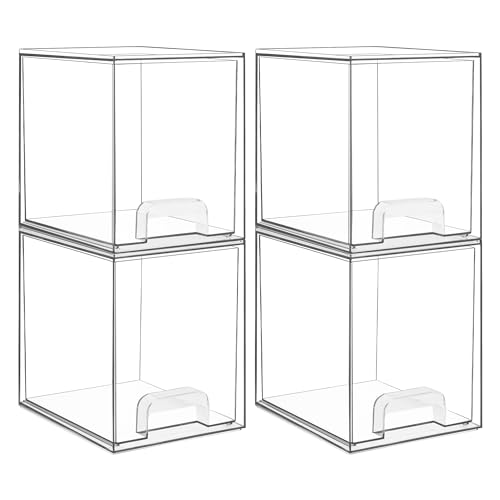 Vtopmart 4 Pack 4.4''H and 4 Pack 7.6" H Clear Stackable Storage Drawers