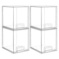 High-4pack Clear Stackable Plastic Storage Drawers for Home & Office Organization