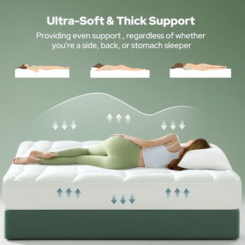 Full Size Mattress Topper - White Pillow Top Tencel™ Blend, Breathable & Plush