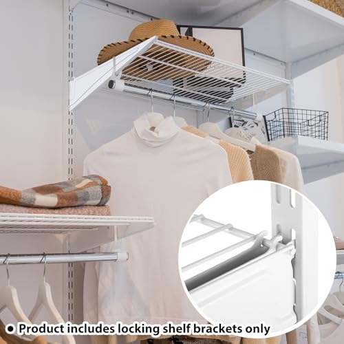 Wonderjune 20 Pcs White Adjustable Locking Shelf Brackets 16 Inch Heavy Duty Wire Shelving