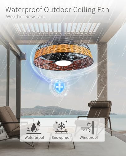 FELCO 20" Plug in Outdoor Gazebo Ceiling Fan with Light, Hook and