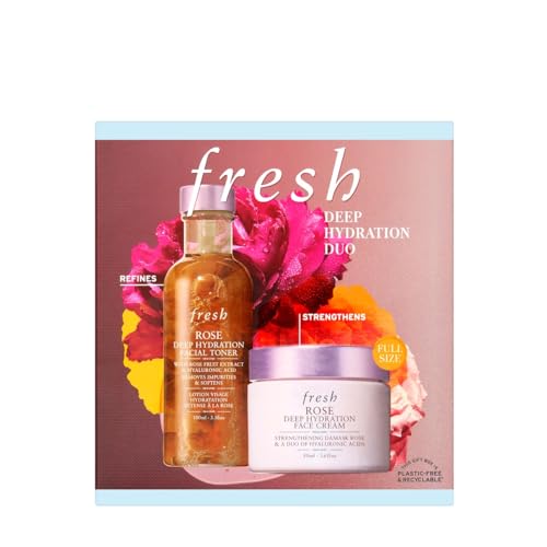 Deep Hydration Duo by Fresh for Women - 2 Pc 3.3oz Rose Deep Hydration Facial Toner, 1.6oz Rose Deep Hydration Face Cream