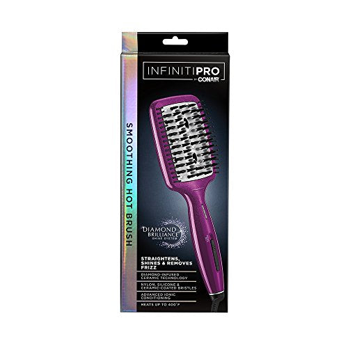 Pink Diamond-Infused Ceramic Hair Straightening Hot Brush - 400°F with 3 Settings