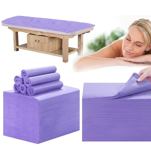 Disposable Bed Sheets for Massage Table 200 Pcs 31" x 71" Waterproof Massage Table Sheets Soft Non Woven Fabric SPA Massage Table Bed Cover Breathable for Beauty Tattoos Waxing Travel (Purple)