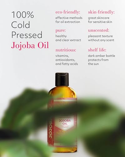 Pure Cold Pressed Jojoba Oil 16 Fl Oz - Natural Moisturizer for Skin Hair Nails (Pack of 1)