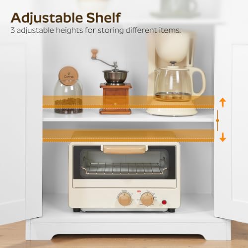 Farmhouse Kitchen Island with Storage and Floating Shelf - White and Natural - 23.6"L x 13.8"W x 31.5"H