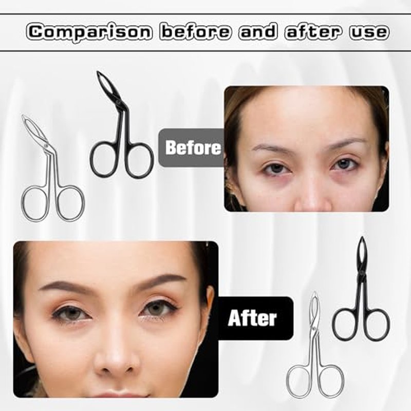 4 Pieces Eyebrow Tweezers Scissor Handle Flat Straight Tip Brow Scissors Remover Facial Hair Eyebrows Stainless Steel Eyebrow Facial Remover Brow Tweezers for Women Men(Black&Silver)