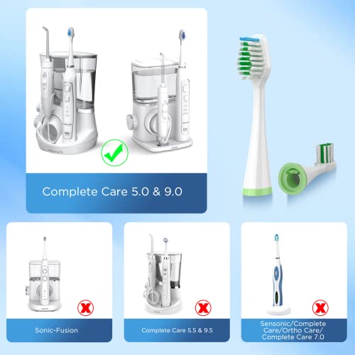 White Replacement Toothbrush Heads for Waterpik Complete Care 5.0/9.0 - Pack of 10 with Covers