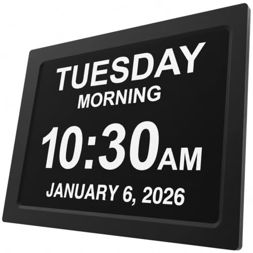 American Lifetime 12-Inch Extra Large Digital Alarm Clock for Seniors in Black
