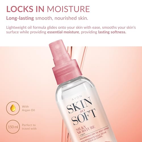 AVON Skin So Soft Argan Dry Oil Body Spray 150ml | Hydrating, Quick-Absorb