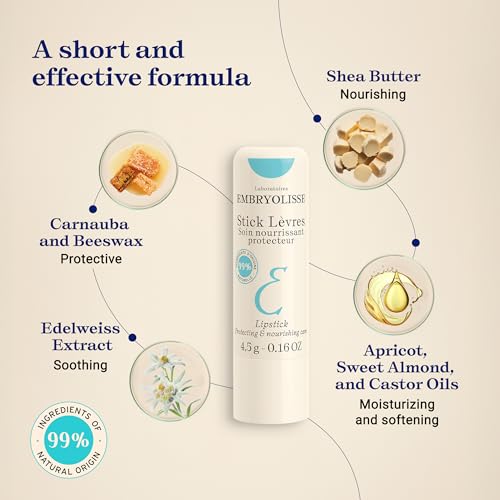 Embryolisse Protective Repair Lip Balm. Shea Butter Care for Hydration and Protection of Chapped and Dry Lips, 0.16 oz.