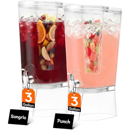 Lifewit 3 Gallon Drink Dispenser with Fruit Infuser & Leak-Proof Spigot - 2 Pack