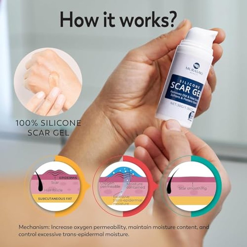 100% Silicone Scar Gel 3-Pack ? 3 x 1.06oz Scar Cream for Long-Term Scar Care ? C-Section, Surgery, Acne, Keloids, Burns ? Fades Old & New Scars Fast
