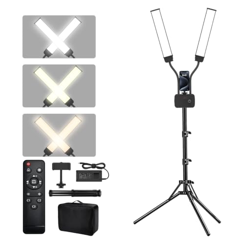 Dual Arm Tattoo & Lash Light with Tripod & Phone Holder - 45W Studio Lighting