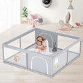 Extra Large Baby Playpen 79x79 Inches with Soft Breathable Mesh - Grey, Without Mat