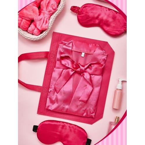 Sintuff 24 Pcs Sleepover Party Supplies for Girls 6 Spa Robes for Girls Slumber Party 6 Tote Bags 6 Headbands 6 Spa Masks