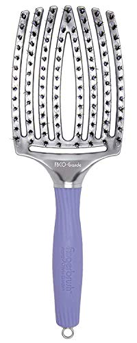 Olivia Garden Grande Fingerbrush Combo Curved and Vented Paddle Brush with Ionic and Boar Bristles for All Hair Types
