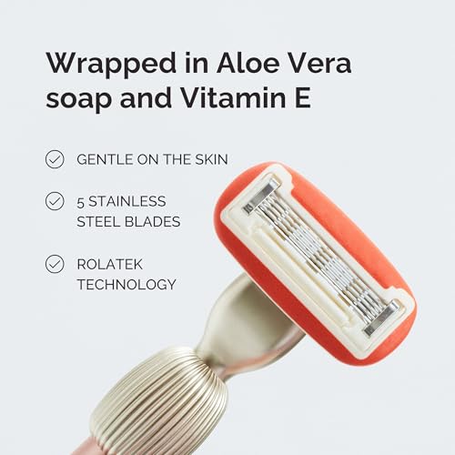 Fler 5-Blade Razor Refills - 4 Pack for Sensitive Skin with Aloe Vera & Vitamin E