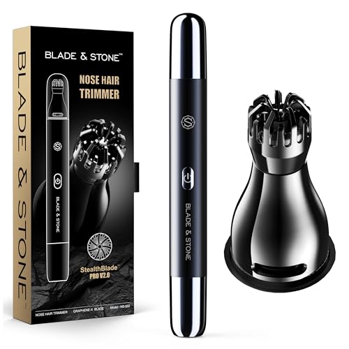 Blade & Stone¢â NS502-DN Nose & Ear Trimmer 2.0 | Graphene-X¢â Blade | High-Velocity Low-Noise Motor | Patented Rotary Blade Design | Skin-Friendly, Tug-Free Performance, Detachable Head - Dark Night