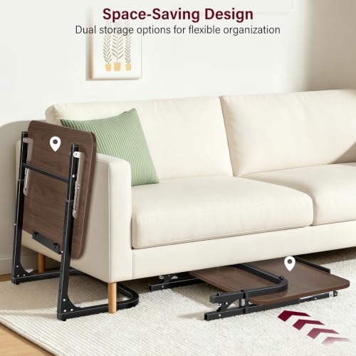 Walnut Wood Extra Large TV Dinner & End Table with Adjustable Laptop Desk - Foldable & Side Stand