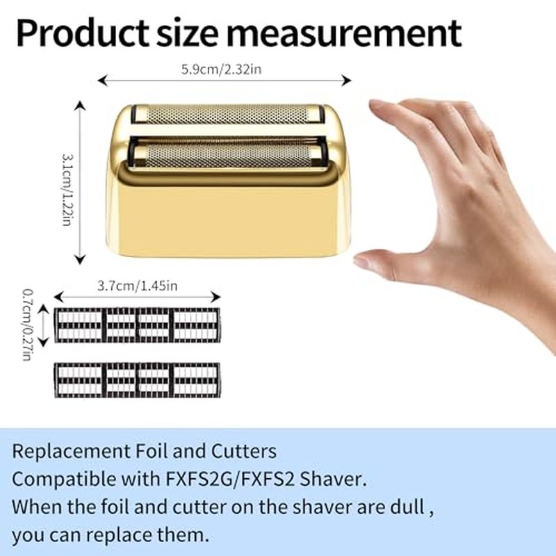 1 pack Professional Replacement Foil and Cutters for BaBylissPRO Barberology Double Foil Shaver, Compatible with BaBylissPRO Barberology FXFS2 Shaver£¬Gold