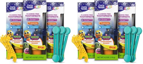 Kids Fluoride-Free Strawberry Mango Toothpaste with Hydroxyapatite & Xylitol - Pack of 6, 4.2 oz