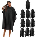 10 Pack Black Barber Capes - Waterproof Nylon Salon Capes, 59 x 47 Inches, Professional Hairdressing Cape Set