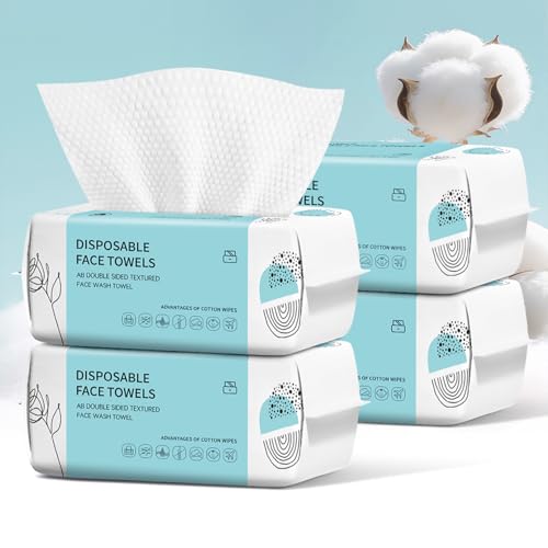 Disposable Face Towels 400 Count - Soft Cotton Makeup Remover Wipes for Skin & Cleansing - Pack of 1