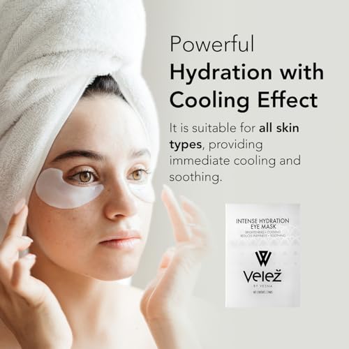 Velez Intense Hydration Under Eye Masks - Helps with Puffiness & Ultra Hydrating, Cooling Eye Mask Patches for a Brightening Effect (3 Pairs)