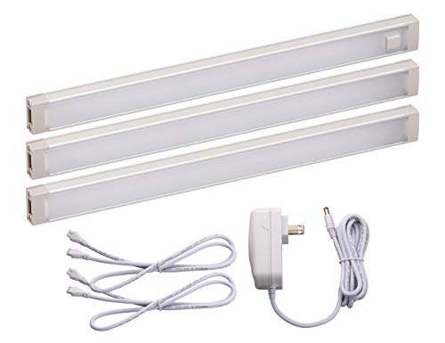 PureOptics LED Under Cabinet Lighting Kit - 3 Bars, 9 Inches, Warm White, DIY Installation