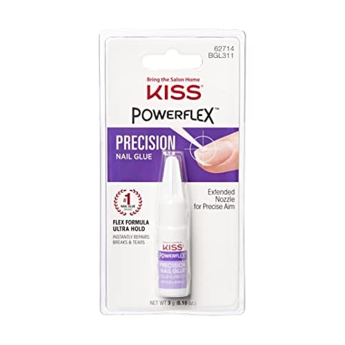 KISS PowerFlex Precision Nail Glue - Fast Drying Adhesive for Glue-On Nails & Repairs with Precision Tip Nozzle, Ideal for Tips & Wraps, Net Wt. 0.10 oz (3g) (Pack of 2)