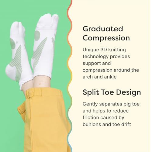 ZenToes Large Sage & White Padded Bunion Relief Socks - Big Toe Separator & Protector, Moisture Wicking - 1 Pair