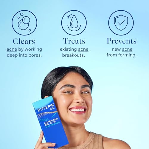 Differin Acne Treatment Gel, 180 Day Supply, Retinoid Treatment for Face with 0.1% Adapalene, Gentle Skin Care for Acne Prone Sensitive Skin, 45g Tube, Pack of 2 (Packaging May Vary)