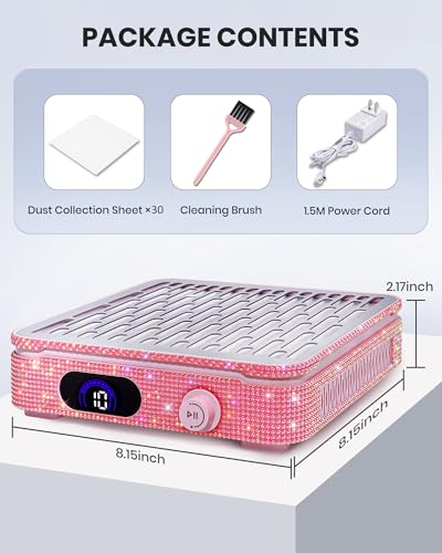 Pink Corded Nail Dust Collector with 10 Speed Levels & Powerful Suction