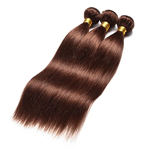 NecvDcvs #4-S Brown Human Hair Bundles 20-24 Inch Straight Virgin Brazilian Extensions
