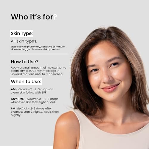 Natural Outcome Hyaluronic Acid, Vitamin C & Retinol Serum Set – Day & Night Anti-Aging (1 oz each), Vegan & Fragrance Free