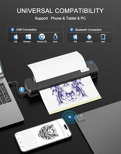 Wireless Tattoo Stencil Printer with 2500mAh Battery - Portable & Compatible