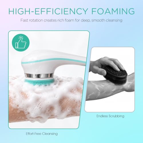 VOYOR Electric Silicone Body Scrubber Blue - Rechargeable Shower Back Brush