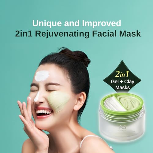 «³«³«Á«³«¹«á COCOCHI AG Ultimate 2in1 Clay and Gel Cream Mask, Clay Mask for Face, Rejuvenating Green Tea Mask, Japanese Hydrating Face Mask Skincare with Swappable Container