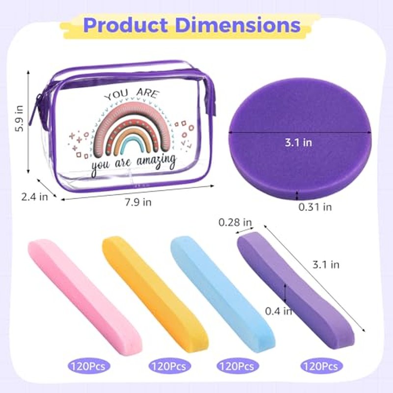 480 Pack Compressed Facial Sponges, Disposable Face Sponge for Cleansing, 4 Colors Expanding Face Pads with Waterproof PVC Zipper Bag