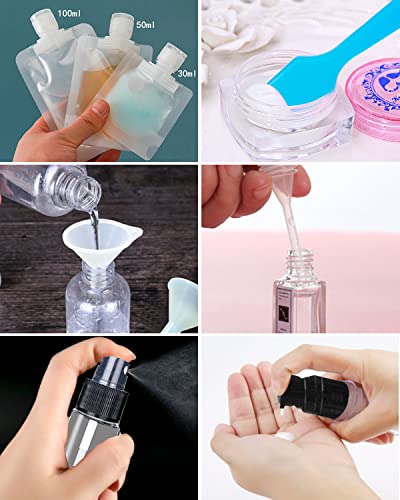 SEQUHITKU 51 Pack Travel Toiletry Pouches Set - Refillable, Leak-Proof, TSA Approved (A-17pcs Pack of 3)